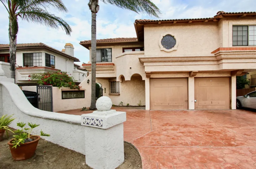 Casa Frontera II , North Park,: California,beige building, tree barks