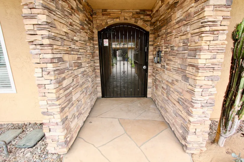 Brick entrance way to a home in the Cliffrock Manor community of North Park, California.