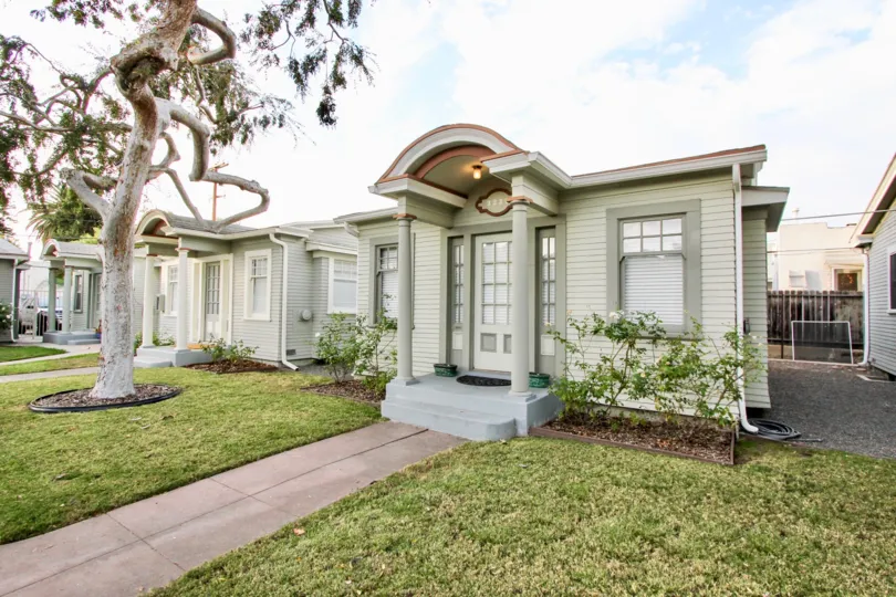 Colonial Court,North Park,: California, white building,lawn