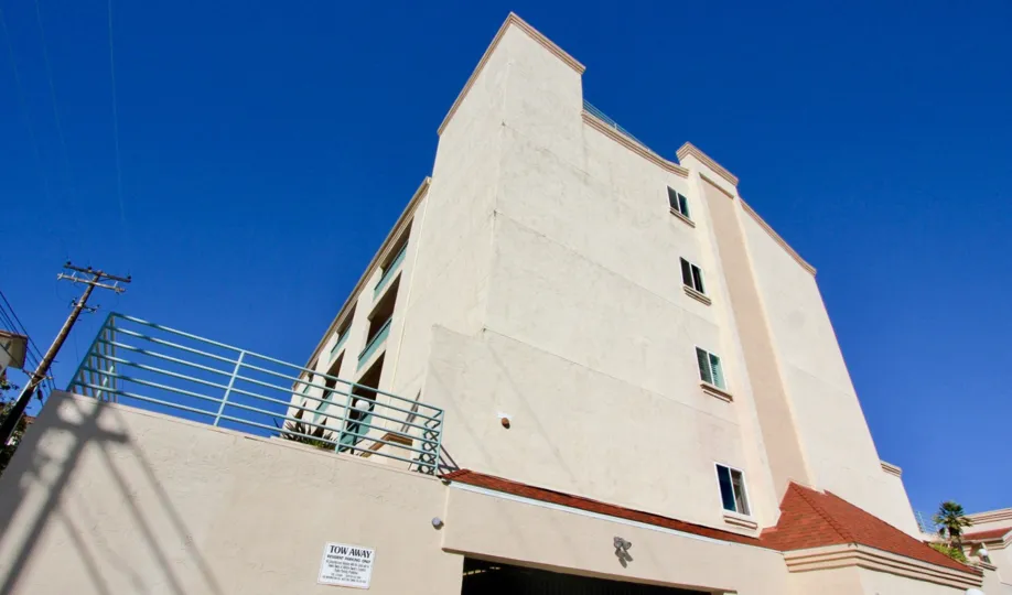 tall building of coral ridge in the blue sky of North park, California.