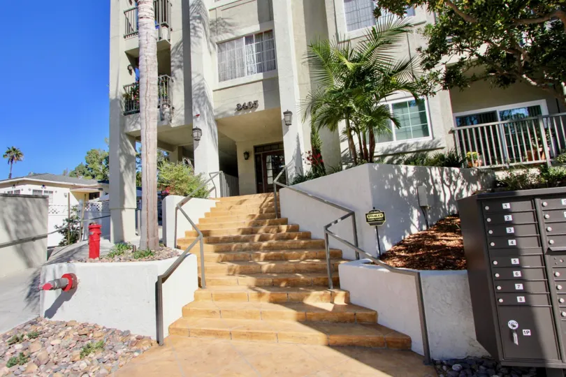 Image of a multi-story residential building: Coventry Woods community in North Park, California.