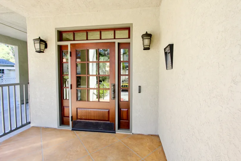 Front door entry of Coventry Woods community in North Park CA