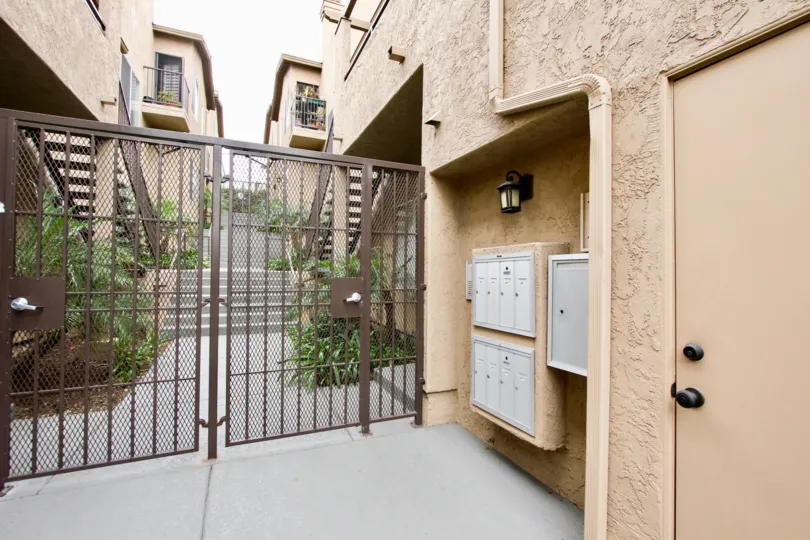 Secure apartment building with locking gate in the Desert Knoll community of North Park, California