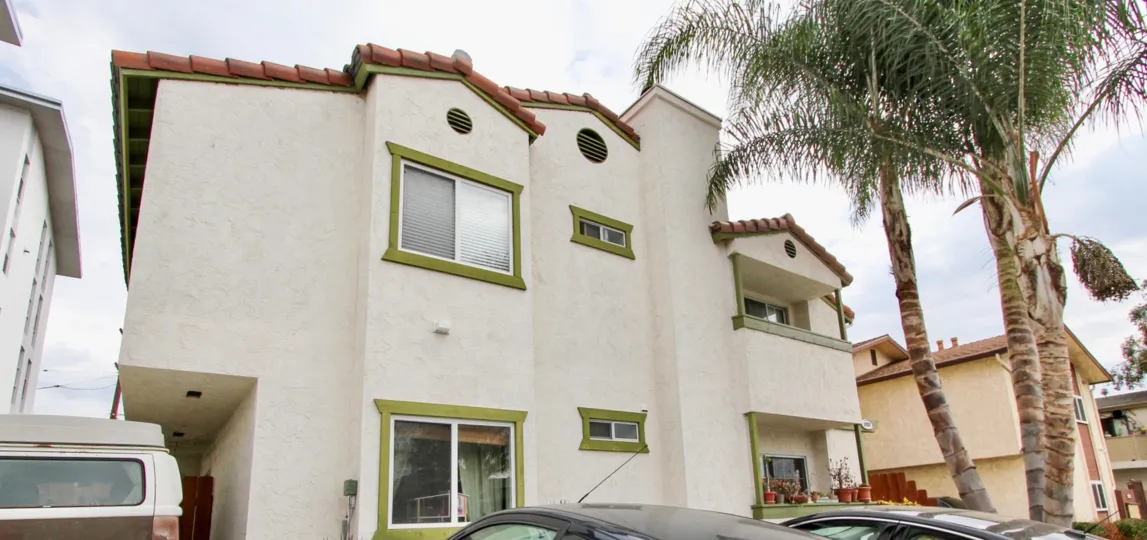 Front of house view of Grim Townhomes community in North Park, CA