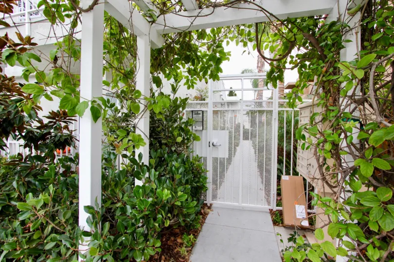 A sunny day in the area of Idaho Palms, gated entrance, package, ivy, white