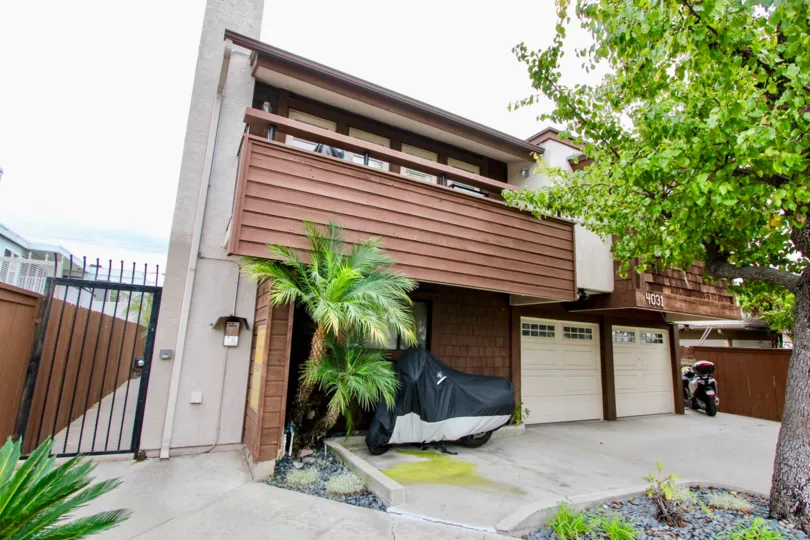 Front Entrance Showing Garage: Idaho Street Condos in North Park