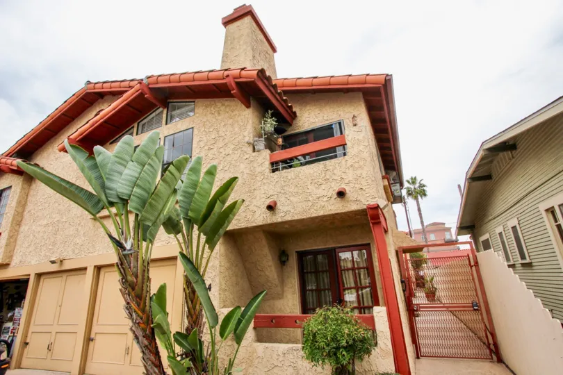 The house in the Illinois Park condos has Chimney and plants at the ground