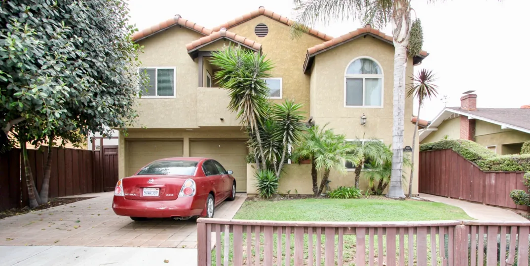 The front view of a home in the Las Palmas community in North Park, California.