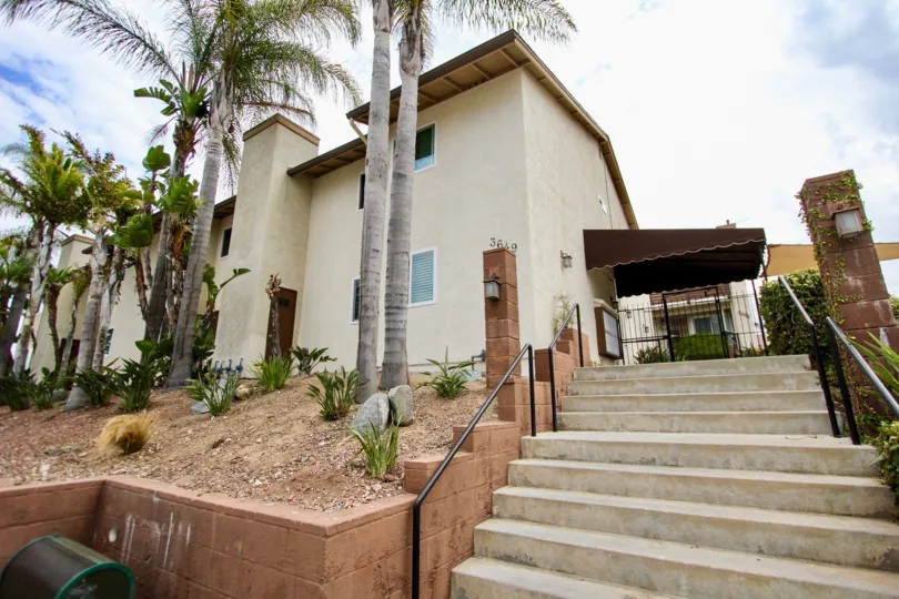 Stairway leading up to residence at Louisiana at the Park in North Park California
