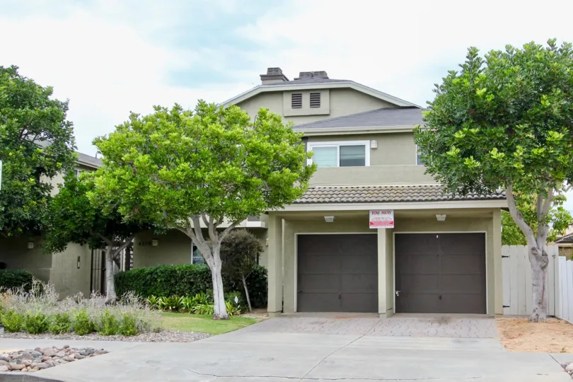 Two story townhomes with attached garages at Louisiana Village Bayside in North Park California