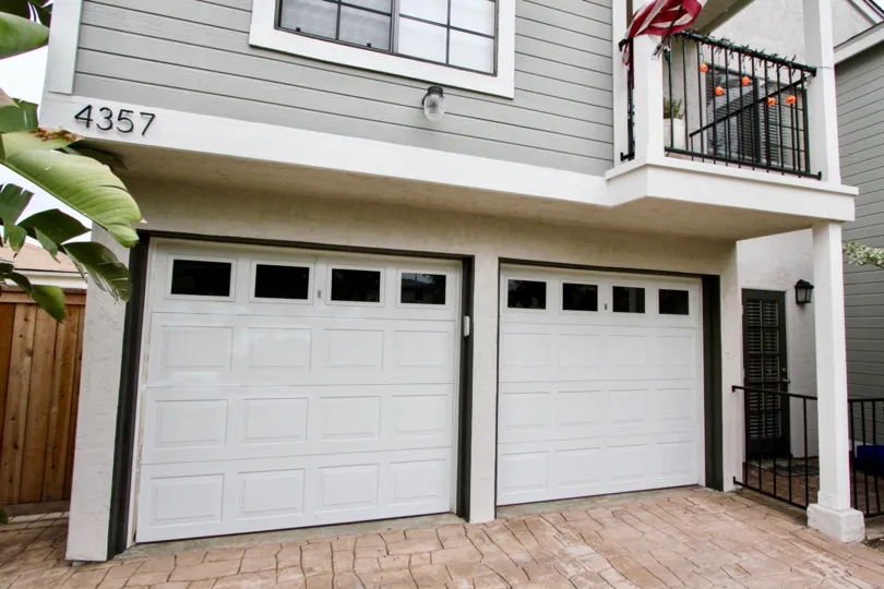 Garages attached to housing at Oregon Street Condos in North Park California