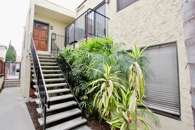 Oregon Street, North Park, California, plants, stairs, 2nd story