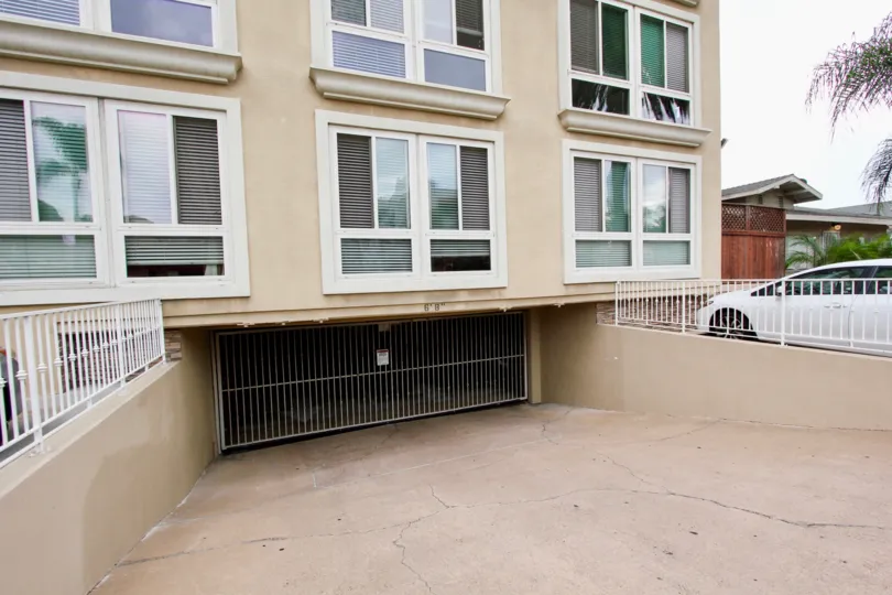 Underground parking lot and residential building at Sunset Villas in North Park California