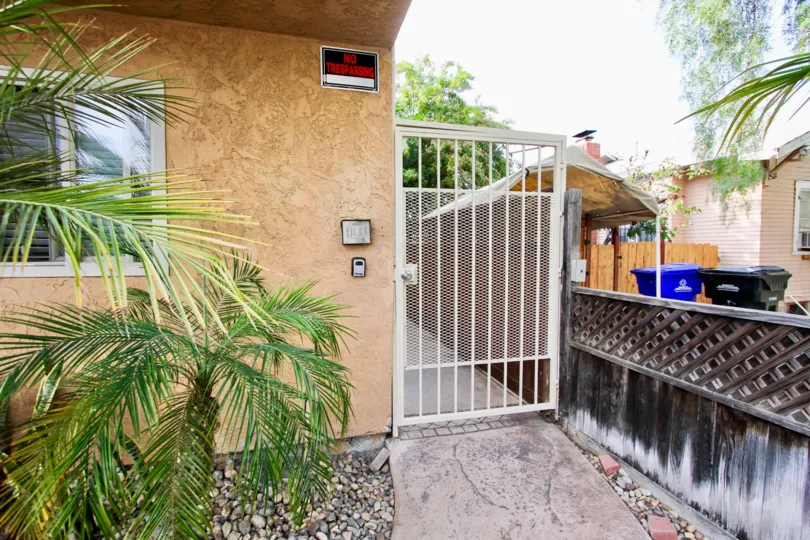 Security gate attached to residence at Teralta in North Park California