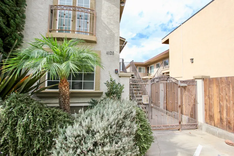 Garden, home, gate, adobe, 4020, plants, California, north park