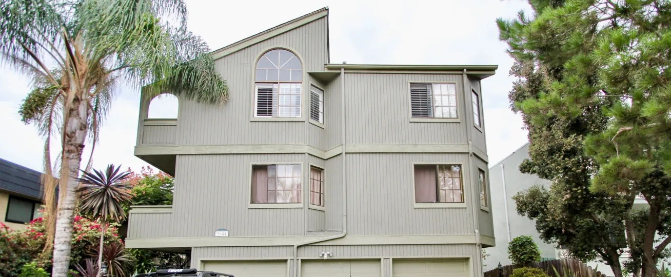 A back view of an apartment building in the Villa Terrace community of North Park, California