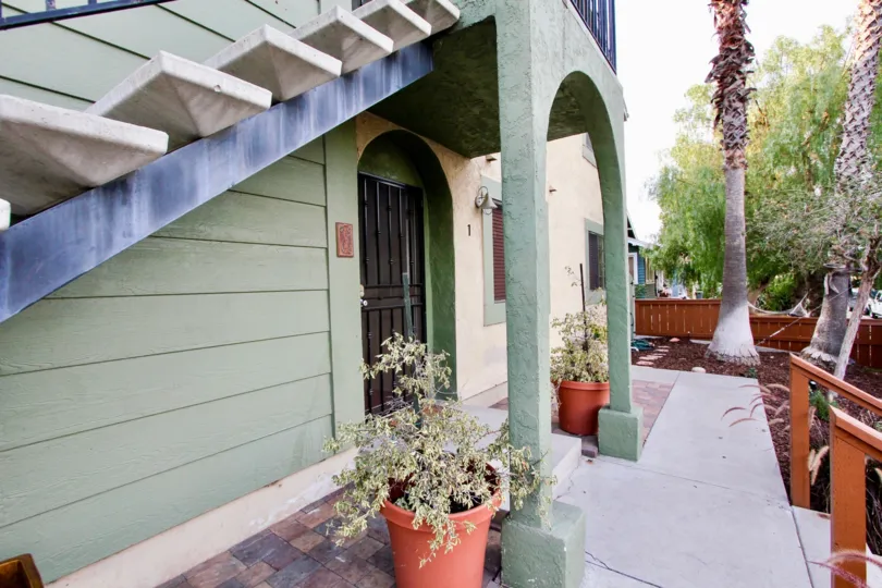 Village Herman , North Park  , California, staircase, green arch