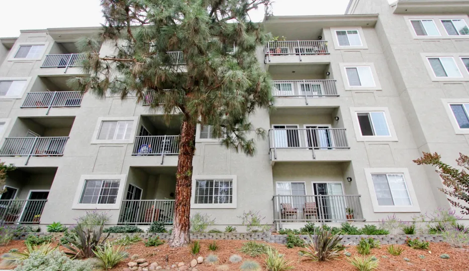 Multi complex building facing beautiful garden in Wilshire on the Park