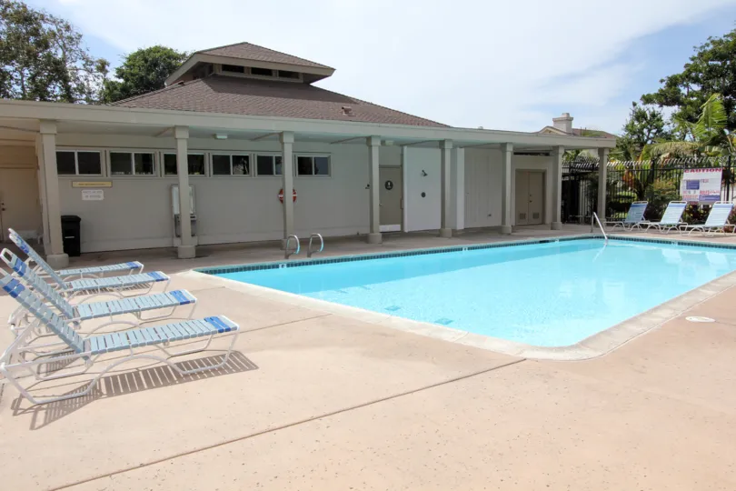 Swimming pool and relaxing chairs with good maintenance in Park Point Loma.