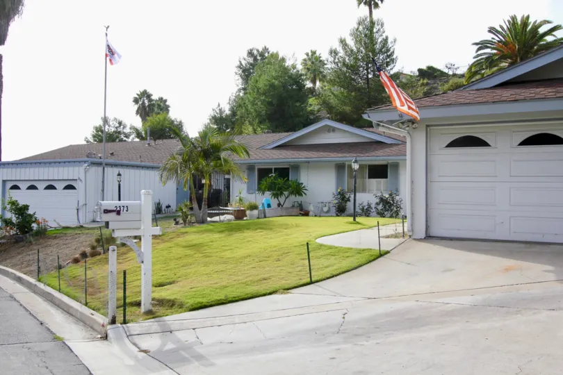 Camino Crest, Oceanside, California, white sky, lawn