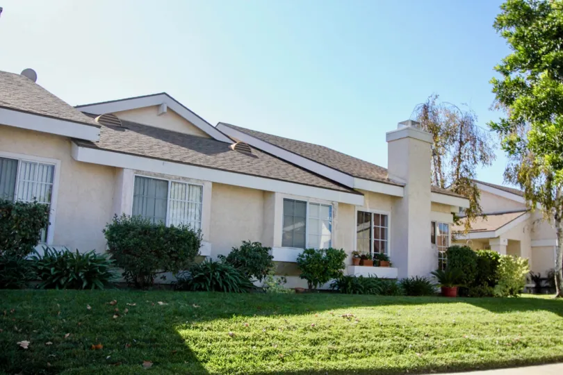 Carefree Village, Oceanside, California, lawn, pale blue sky