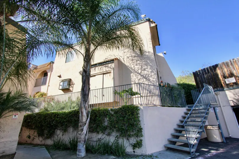 Casa Collado, Oceanside, California, staircase, trees