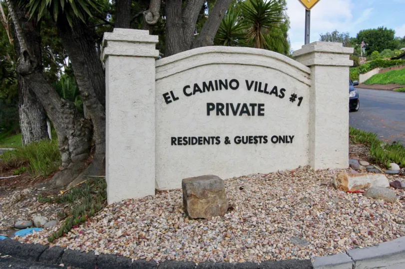 Sunny day with gorgeous palm trees overlooking El Camino Villa