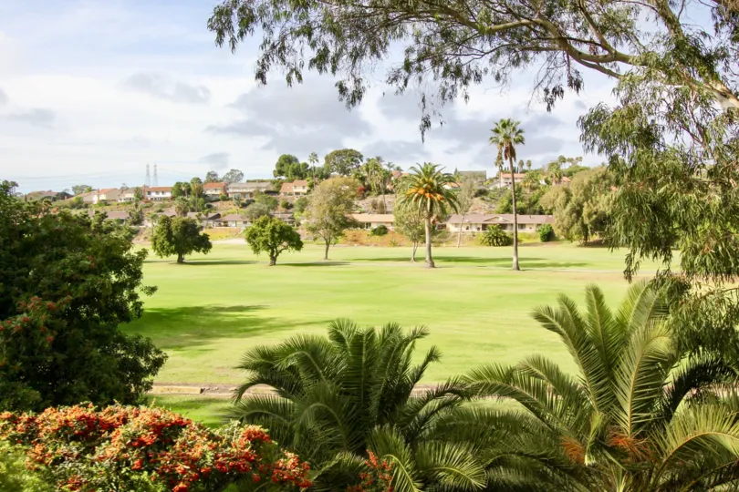A clear sunny day overlooking the El Camino Villa park.