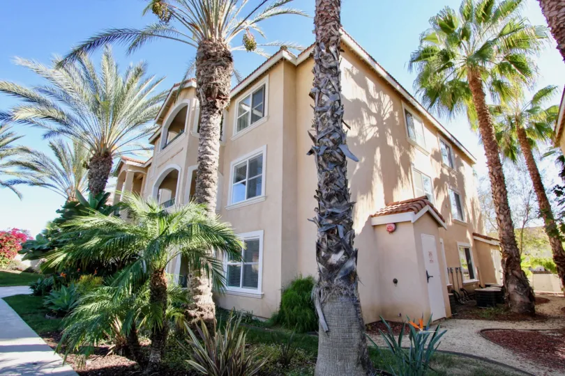 Plenty of palms and sunny skies at :a Costa Villas in Oceanside, California