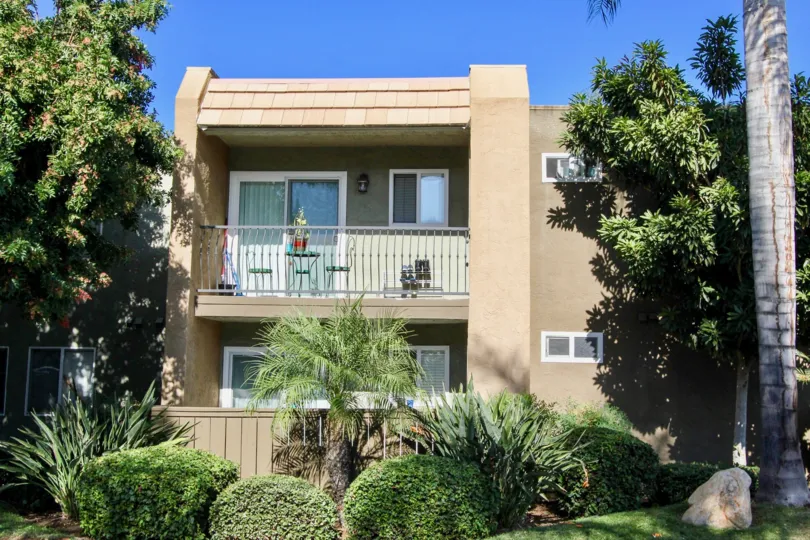 Two story 70s style condominiums inside La Estancia at Oceanside CA