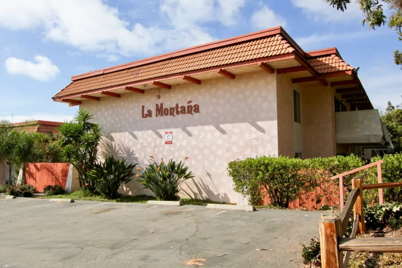 Subdued yet prominent signage at La Montana in Oceanside, California.