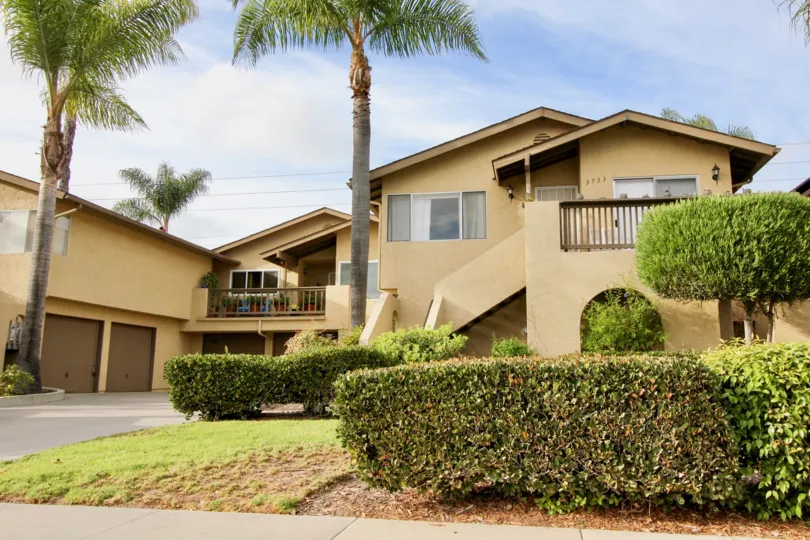 A gorgeous view of resident housing in the Lake Village area of Oceanside, California