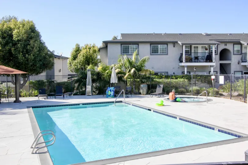 A sunny day at the pool in the Las Brisas community in Ocanside California