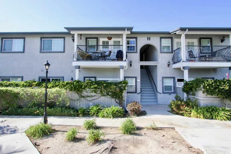 In the Las Brisas community in Oceanside, CA building boast patios.