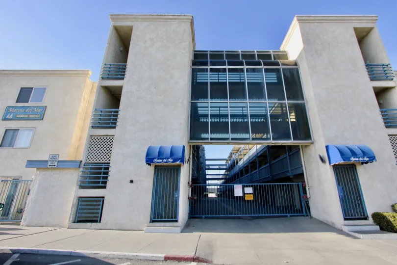 The front entrance of the Marina Del Mar complex in Oceanside CA.