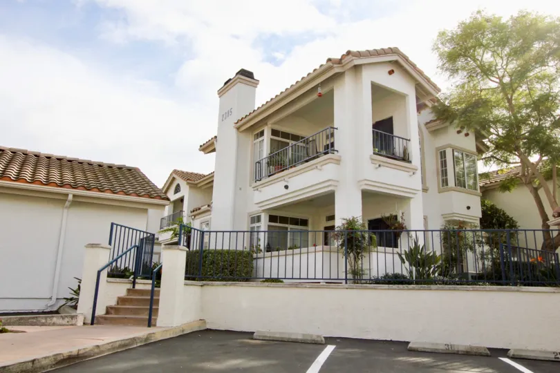 Beautiful architecture is shown on this sunny day in Oceanside, California