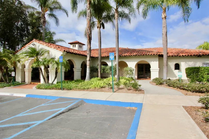 Handicapped parking spaces in front of Mission Point Townhomes in Oceanside, California