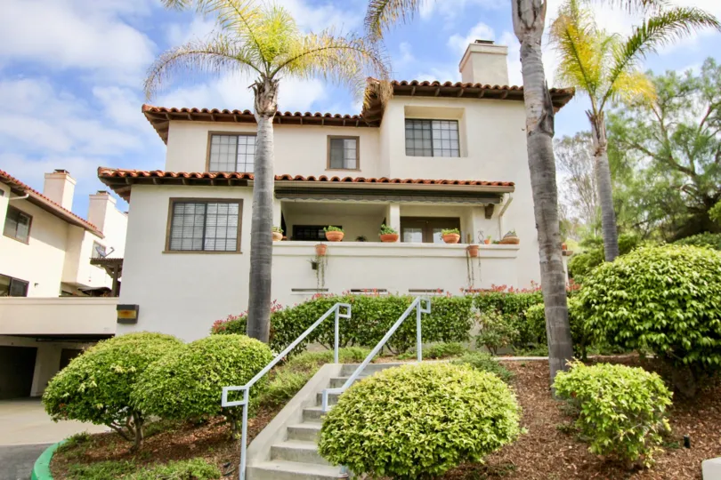Bright skies appear over the Mission Point Townhomes in Oceanside, CA.