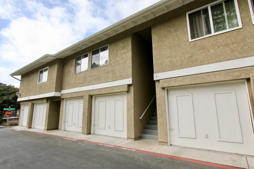 Stairs in between garages in Mission View in Oceanside, CA