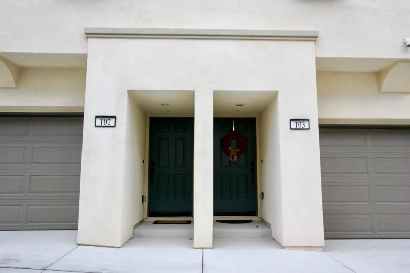 A view of the front entrance of North River Village in Oceanside, California
