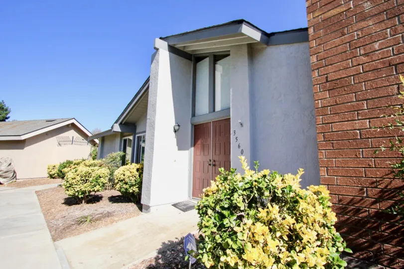 French doors of a beautiful home in the Orchard Lane community in Oceanside, California.