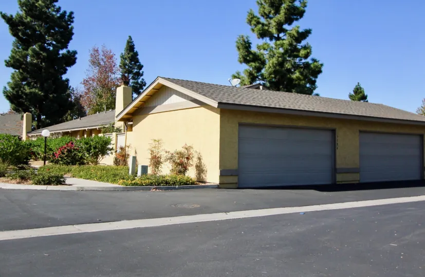 Blue two car garage in Orchard Lane Oceanside California