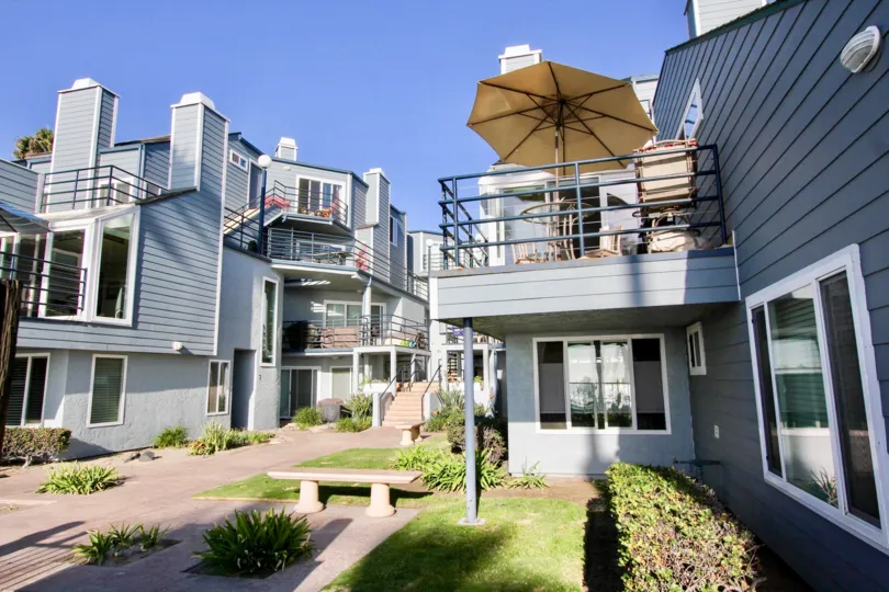 an open umbrella on a balcony in pacifica strand oceanside ca