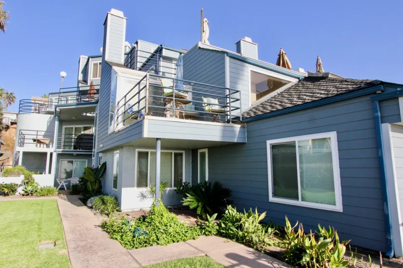 Deck and apartment in the Pacifica Strand community of Oceanside, California.