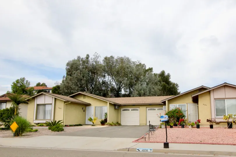 Plain row house view of Peacock Hills Community, Oceanside,