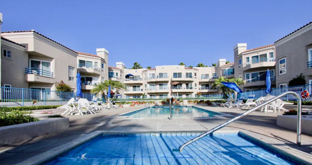 Large pools and outdoor living space for sunny afternoons at San Miguel IV.