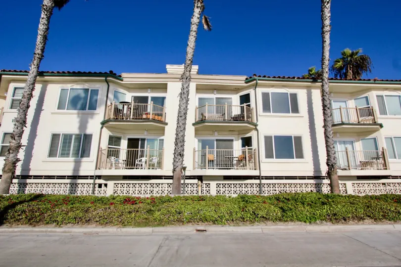 Looking back at the view of the balconies from the Oceanside Community in San Miguel, CA