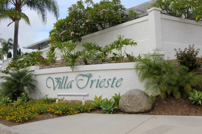 The Villa Trieste entrance to the complex in Oceanside CA