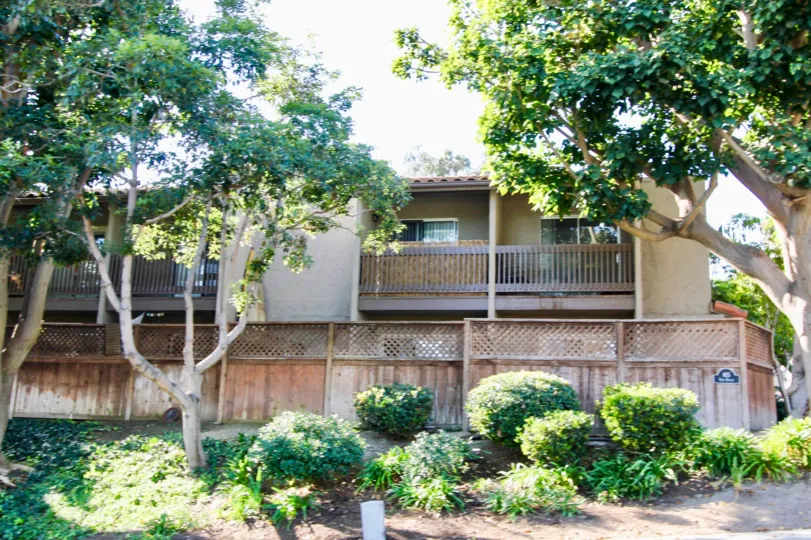 A view of a low-rise townhouse in the Vine Villas community.