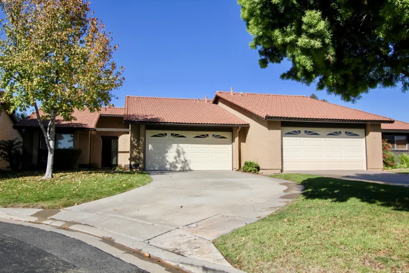 View of garages in Vista Montana community in Oceanside, CA